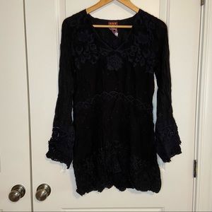 Black Lace Longsleeve Mini Dress